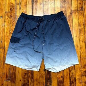 Rokka&Rolla Boardshorts Men's 2XL Blue White Omber Chevron Drawstring‎ Swimwear